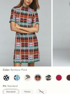 Anthropologie Rainbow Plaid Short Sleeve Knit Dress -NWT Size S